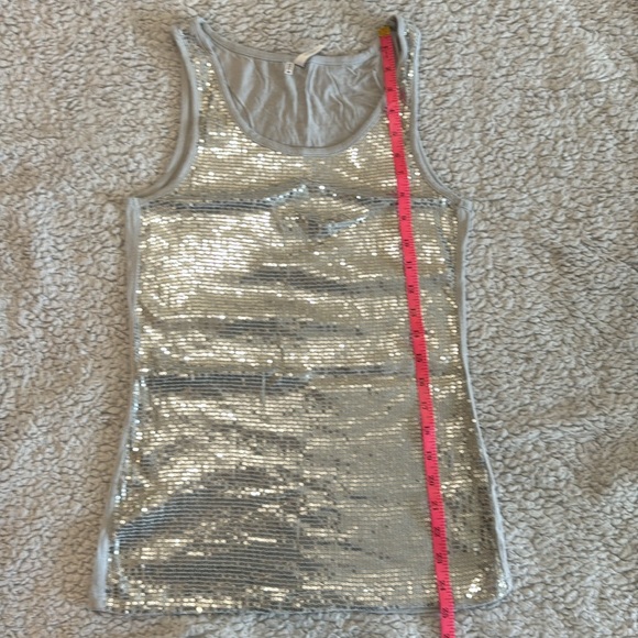 Studio Y Gray and Silver Sequin Stretchy Tank. medium - Picture 2 of 3